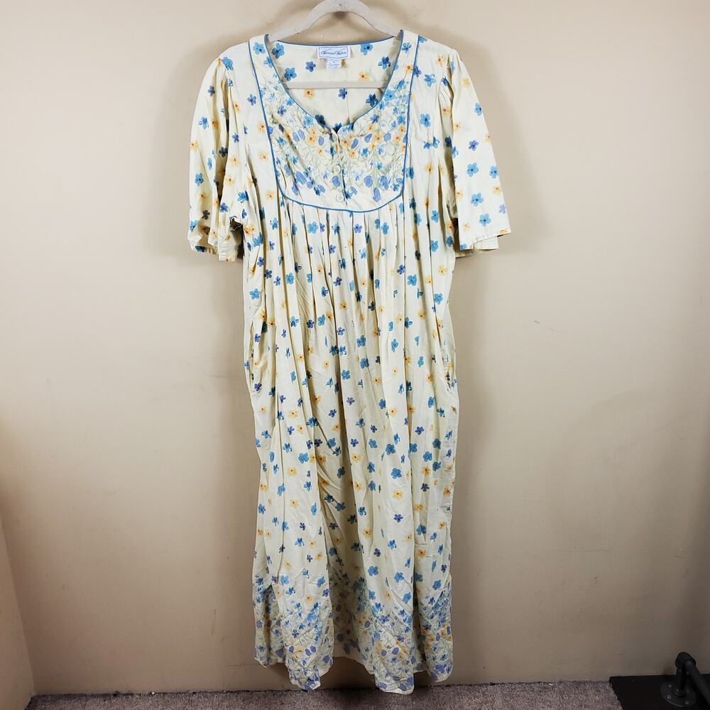 Vintage Woman Within Short Sleeve Floral Maxi Sleep Dress Size 1X